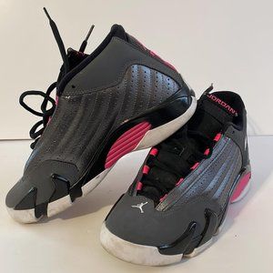 Nike Air Jordan Retro 14 XIV Metalic Gray Hyper Pink 654969-028 Size 6Y Girls